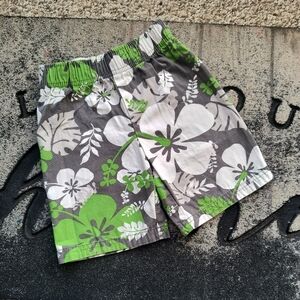 Carter's Toddler Boys Floral Print Shorts Casual Tropical Green Gray Size 3T